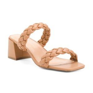 NWT Sincerely Jules Tan Nude Square Toe Braided Heels Size 8